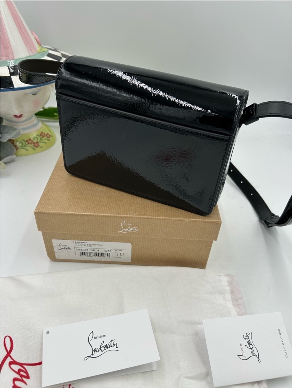 Women’s Christian Louboutin LOUBI 54 patent leather Crossbody bag made in Italy - Picture 9 of 15